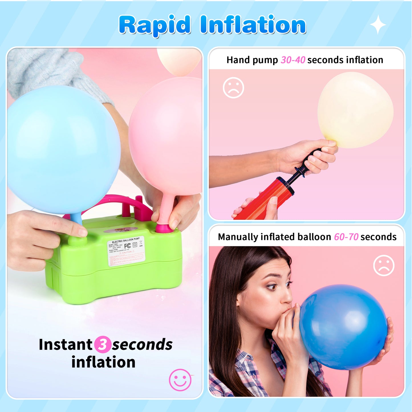 NuLink Electric Portable Dual Nozzle Balloon Blower Pump Inflation for Decoration, Party, Sport [110V~120V, 600W, Green]